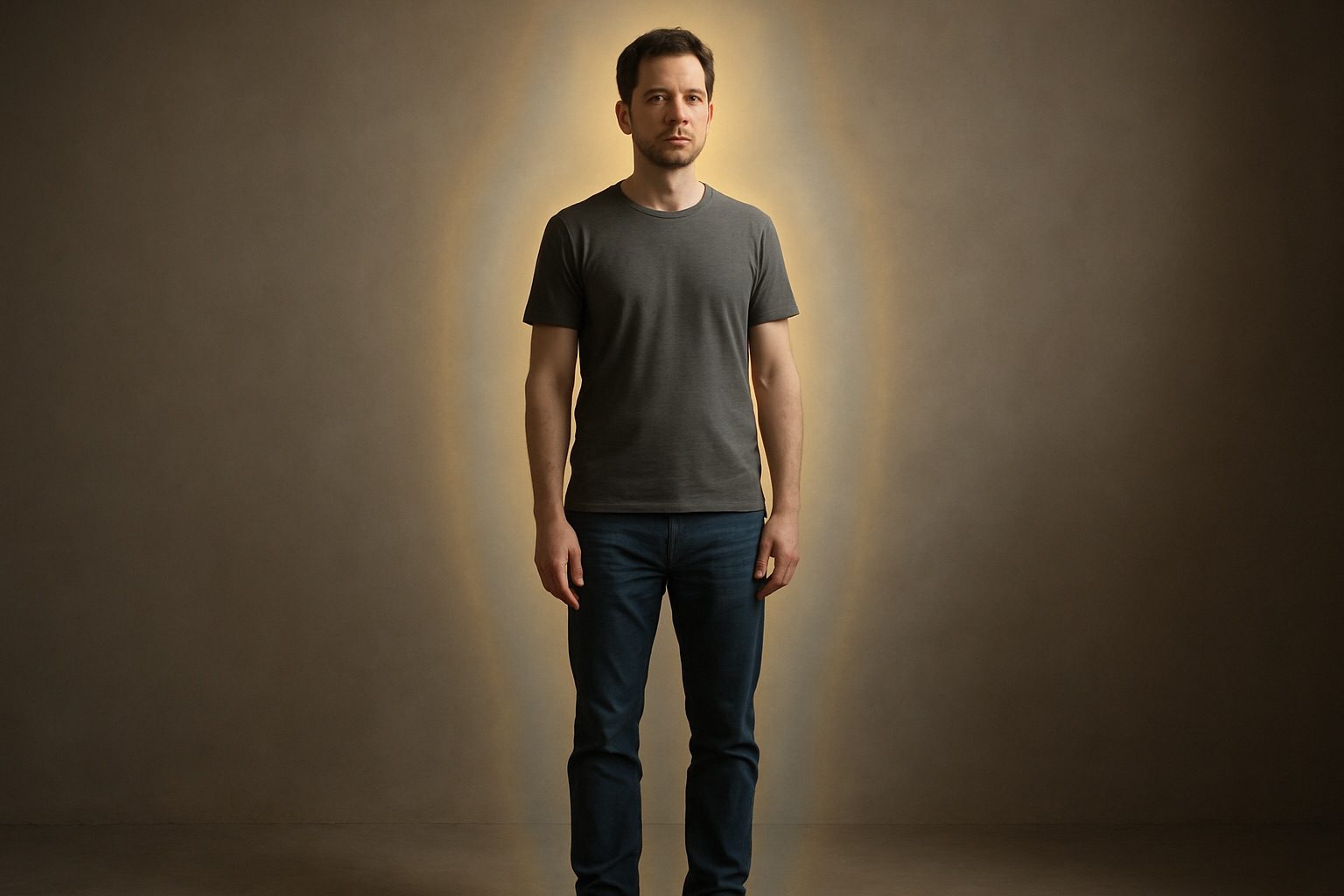 Portrait of a man standing in a soft halo of energy light, symbolizing subtle energy awareness and professional energy healing training.